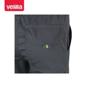 Pantalón stretch bicolor Velilla 303002S Gris/Amarillo flúor, detalle de bolsillo trasero amplio