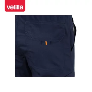 Pantalón stretch bicolor Velilla 303002S Azul navy/Naranja flúor, detalle de bolsillo trasero amplio