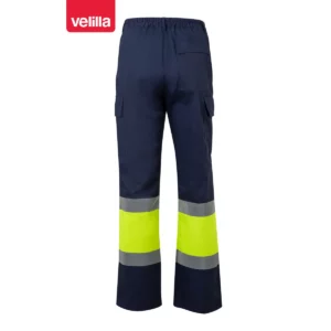 Pantalón bicolor Velilla 303003 Azul marino/Amarillo flúor, vista trasera