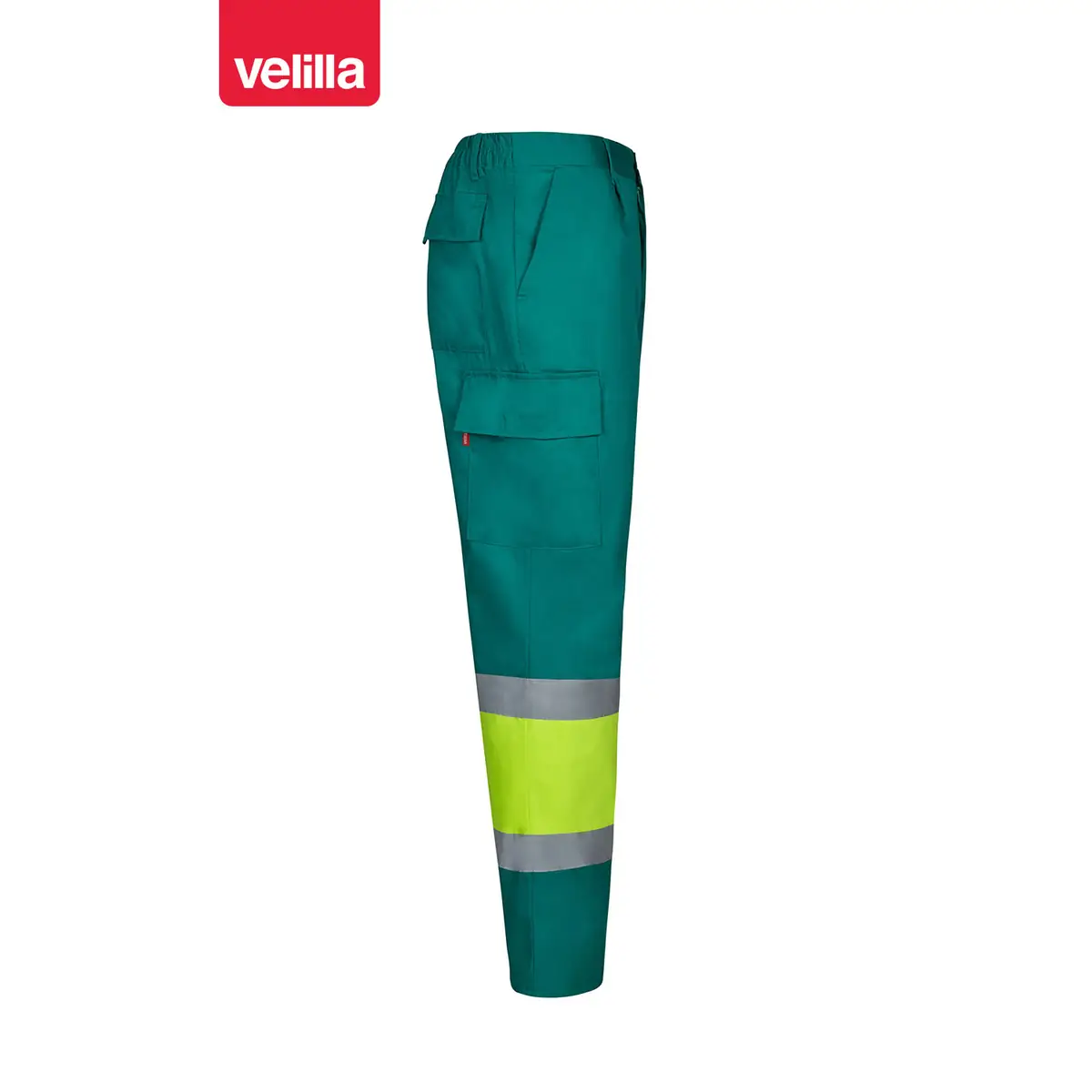 Pantalón bicolor Velilla 303003 6 Pantalón bicolor Velilla 303003 Verde/Amarillo flúor, vista lateral opuesta