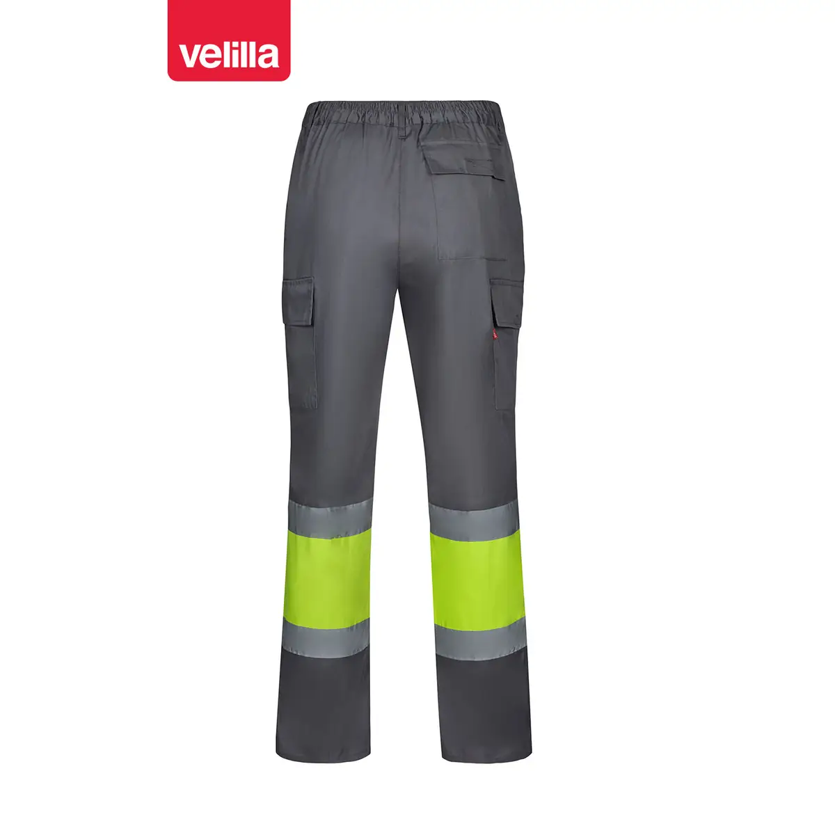 Pantalón bicolor Velilla 303003 3 Pantalón bicolor Velilla 303003 Gris/Amarillo flúor, vista trasera