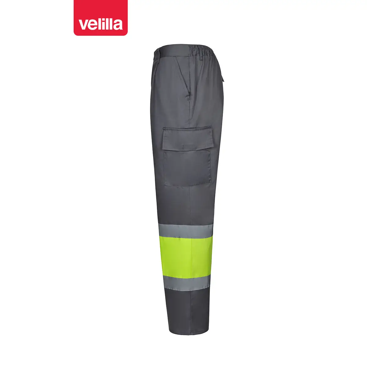 Pantalón bicolor Velilla 303003 2 Pantalón bicolor Velilla 303003 Gris/Amarillo flúor, vista lateral
