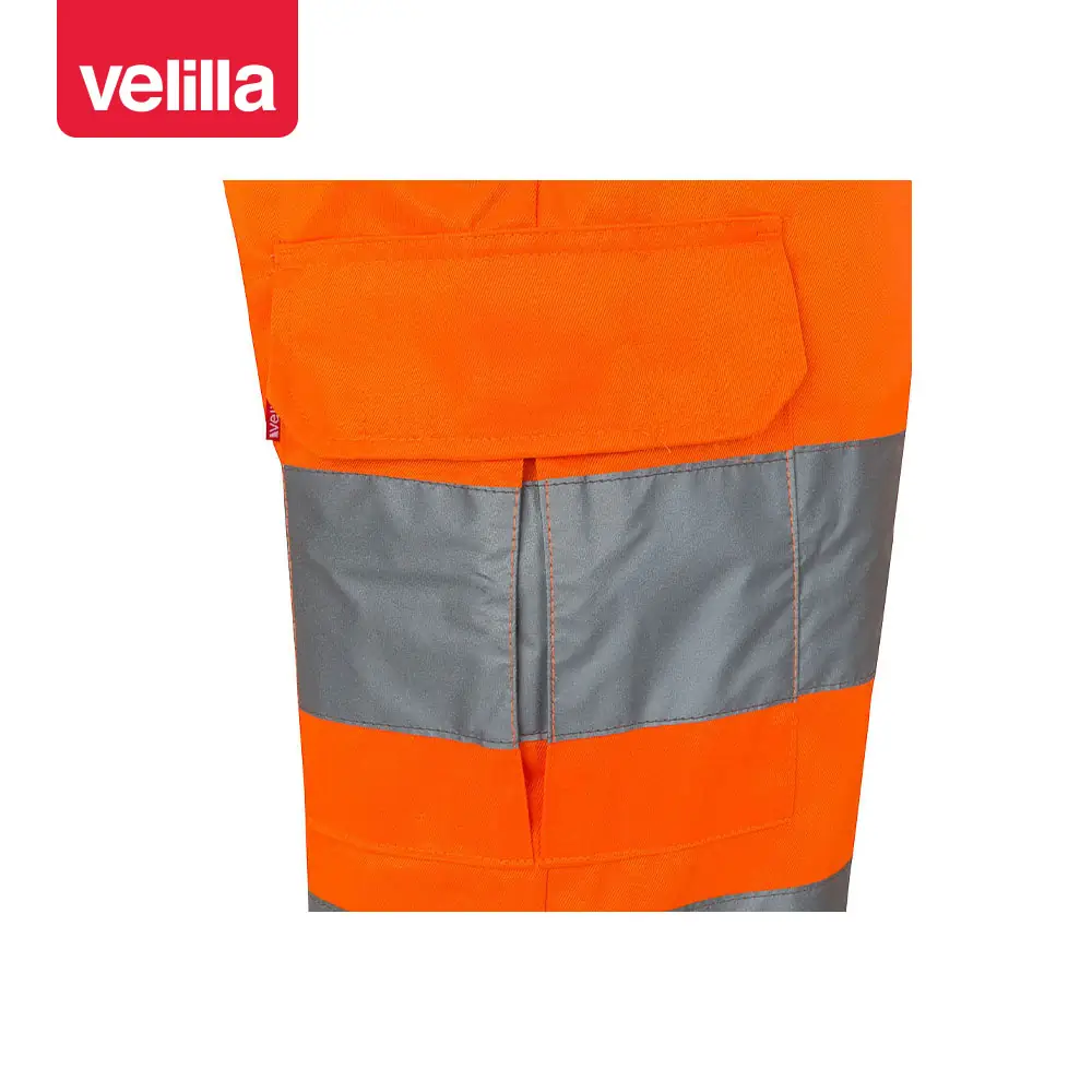 Bermuda alta visibilidad Velilla 303005 11 Bermuda alta visibilidad Velilla 303005 Naranja flúor, detalle de bolsillo lateral