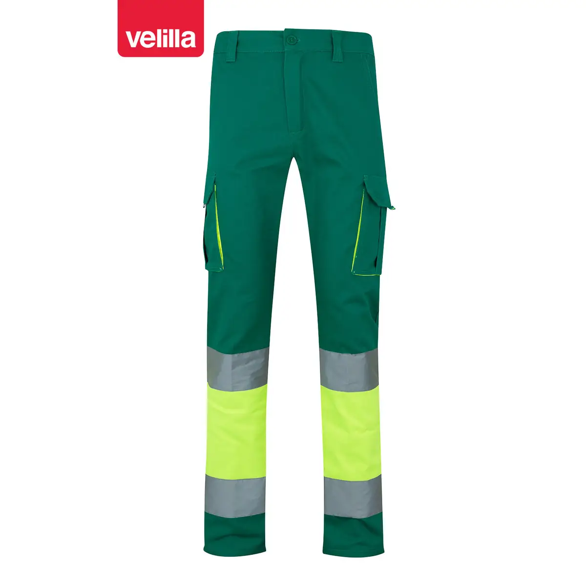 Pantalón bicolor algodón Velilla 303007 9 Pantalón bicolor algodón Velilla 303007 Verde/Amarillo flúor, vista frontal