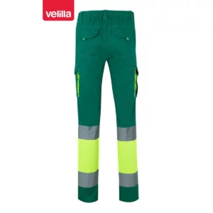 Pantalón bicolor algodón Velilla 303007 Verde/Amarillo flúor, vista trasera