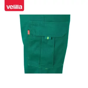 Pantalón bicolor algodón Velilla 303007 Verde/Amarillo flúor, detalle de bolsillo lateral