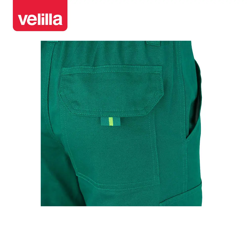 Pantalón bicolor algodón Velilla 303007 24 Pantalón bicolor algodón Velilla 303007 Verde/Amarillo flúor, detalle de bolsillo trasero