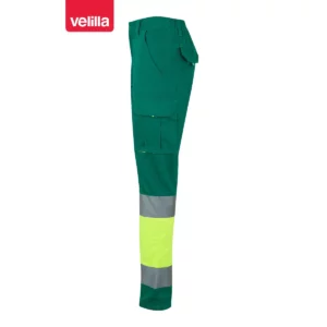 Pantalón bicolor algodón Velilla 303007 Verde/Amarillo flúor, vista lateral