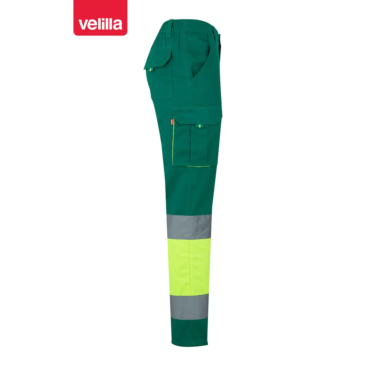 Pantalón bicolor algodón Velilla 303007 11 Pantalón bicolor algodón Velilla 303007 Verde/Amarillo flúor, vista lateral opuesta