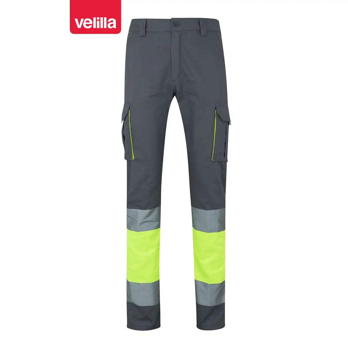 Pantalón bicolor algodón Velilla 303007 1 Pantalón bicolor algodón Velilla 303007 Gris/Amarillo flúor, vista frontal