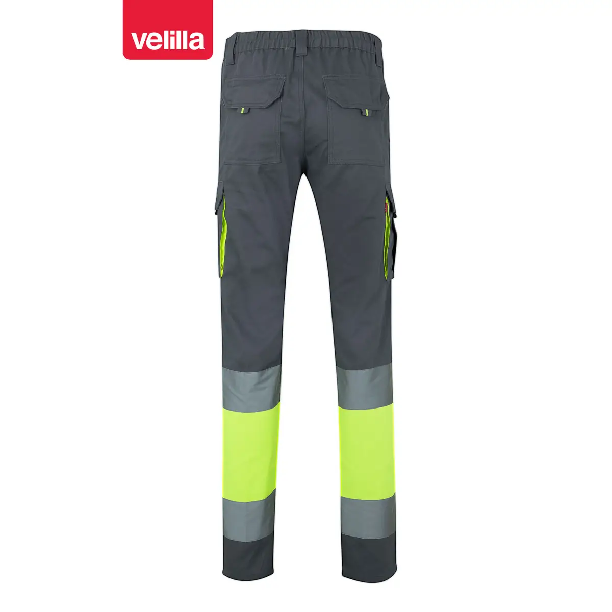 Pantalón bicolor algodón Velilla 303007 4 Pantalón bicolor algodón Velilla 303007 Gris/Amarillo flúor, vista trasera