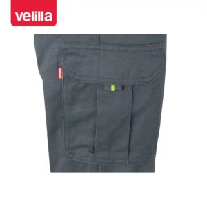 Pantalón bicolor algodón Velilla 303007 Gris/Amarillo flúor, detalle de bolsillo lateral