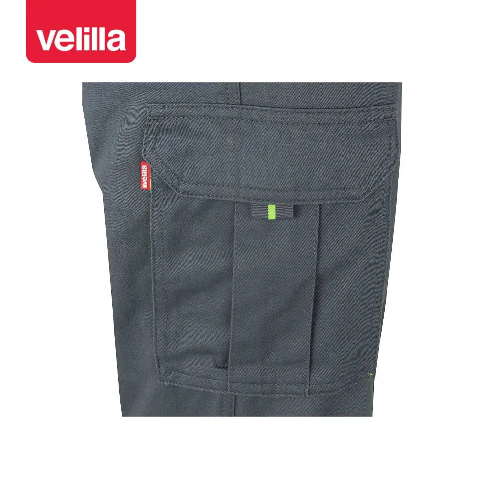 Pantalón bicolor algodón Velilla 303007 17 Pantalón bicolor algodón Velilla 303007 Gris/Amarillo flúor, detalle de bolsillo lateral