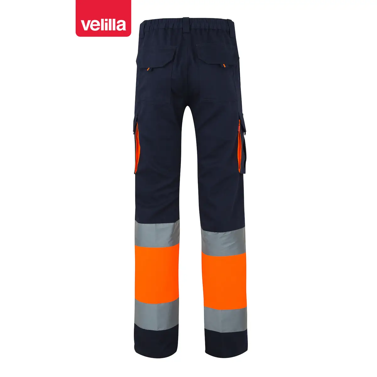 Pantalón bicolor algodón Velilla 303007 16 Pantalón bicolor algodón Velilla 303007 Azul navy/Naranja flúor, vista trasera