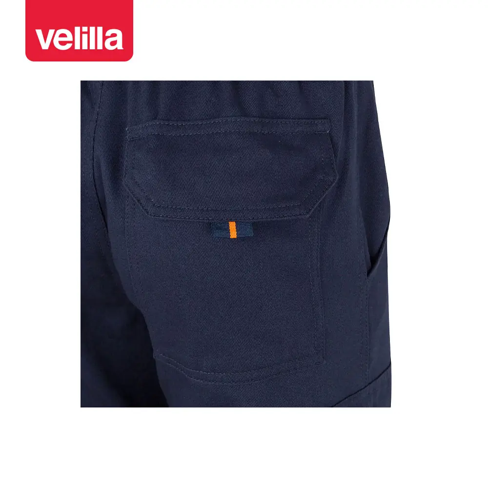 Pantalón bicolor algodón Velilla 303007 27 Pantalón bicolor algodón Velilla 303007 Azul navy/Naranja flúor, detalle de bolsillo trasero