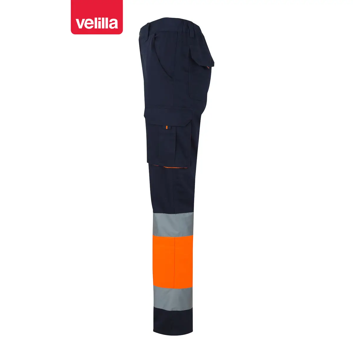 Pantalón bicolor algodón Velilla 303007 14 Pantalón bicolor algodón Velilla 303007 Azul navy/Naranja flúor, vista lateral