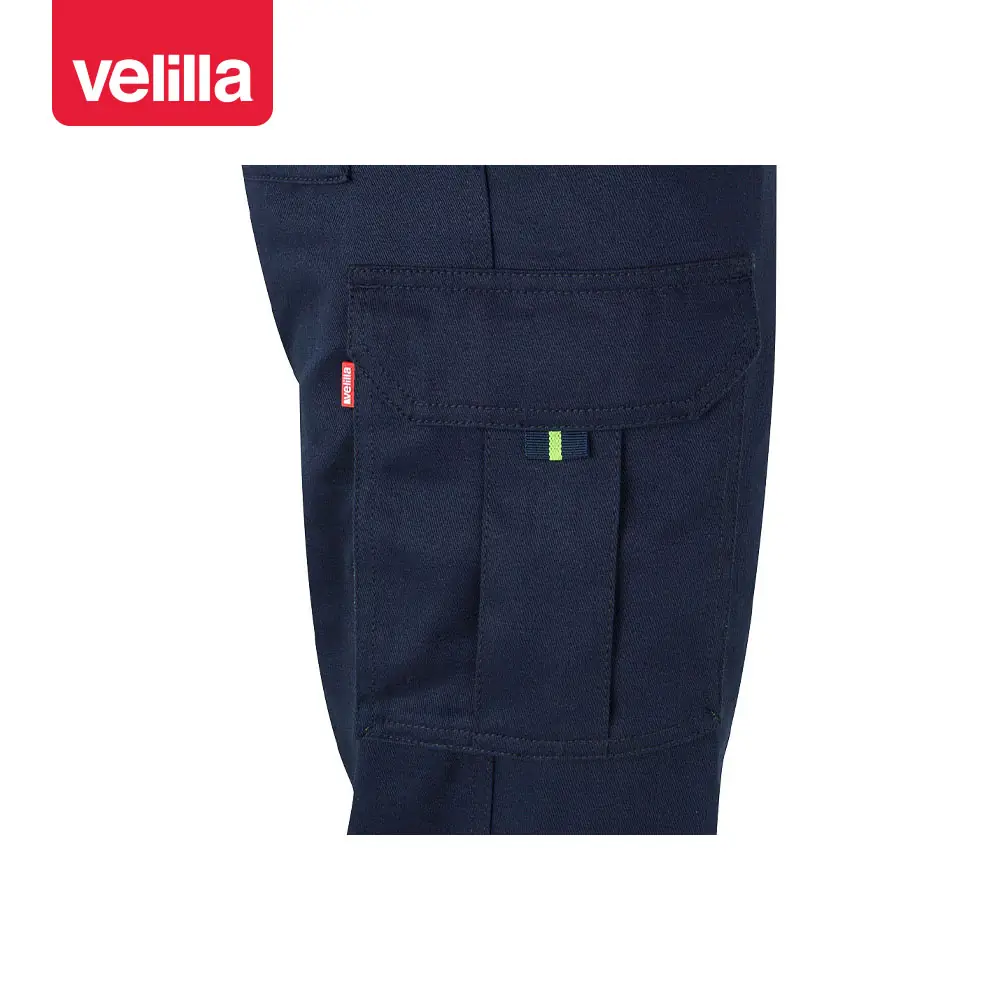 Pantalón bicolor algodón Velilla 303007 20 Pantalón bicolor algodón Velilla 303007 Azul navy/Amarillo flúor, detalle de bolsillo lateral