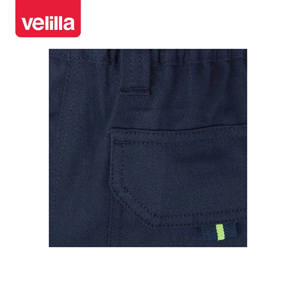 Pantalón bicolor algodón Velilla 303007 22 Pantalón bicolor algodón Velilla 303007 Azul navy/Amarillo flúor, detalle de tapeta del bolsillo trasero
