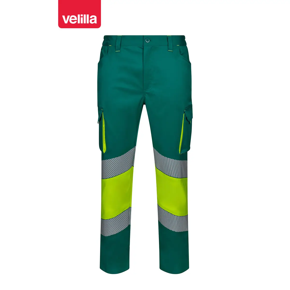 Pantalón bicolor segmentado Velilla 303008S 7 Pantalón bicolor segmentado Velilla 303008S Verde/Amarillo flúor, vista frontal