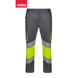 Pantalón bicolor segmentado Velilla 303008S Gris/Amarillo flúor, vista frontal