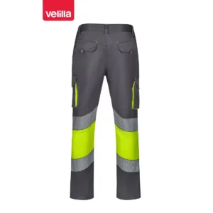 Pantalón bicolor segmentado Velilla 303008S Gris/Amarillo flúor, vista trasera