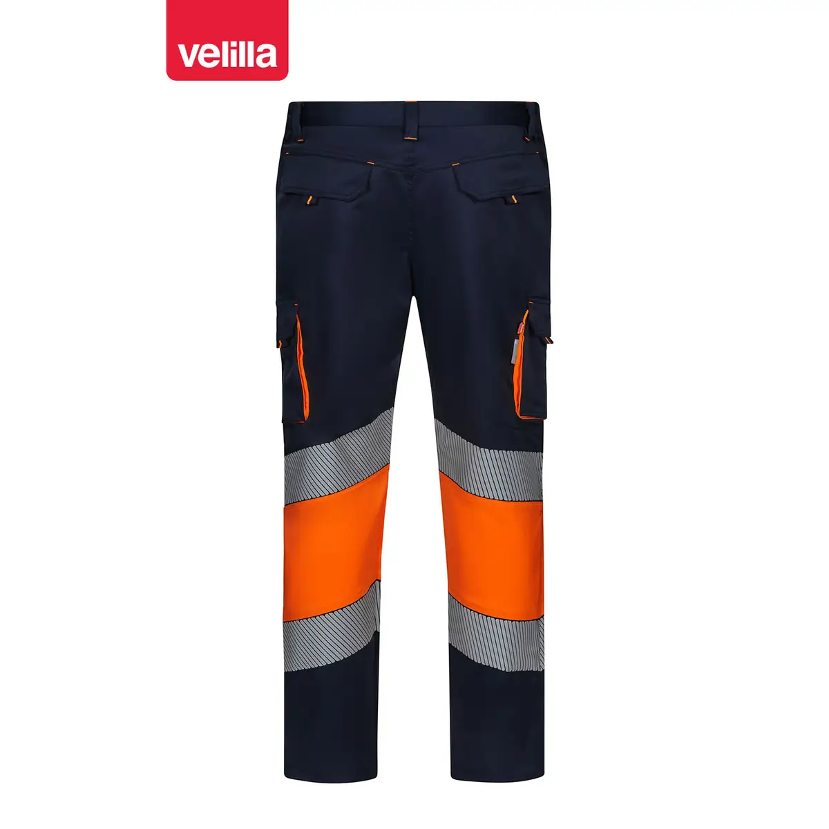 Pantalón bicolor segmentado Velilla 303008S 12 Pantalón bicolor segmentado Velilla 303008S Azul navy/Naranja flúor, vista trasera