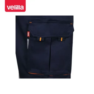 Pantalón bicolor segmentado Velilla 303008S Azul navy/Naranja flúor, detalle de bolsillo lateral