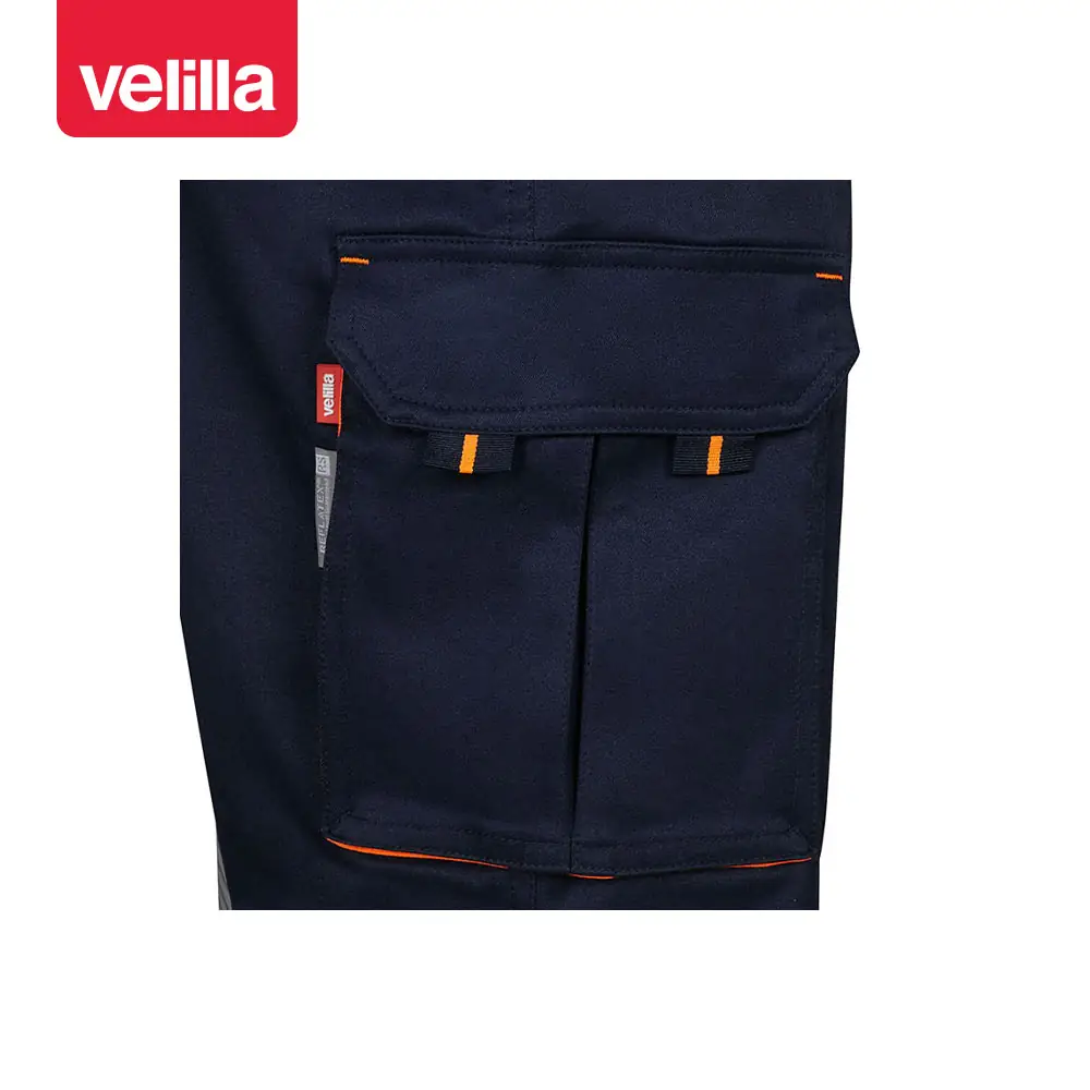 Pantalón bicolor segmentado Velilla 303008S 15 Pantalón bicolor segmentado Velilla 303008S Azul navy/Naranja flúor, detalle de bolsillo lateral
