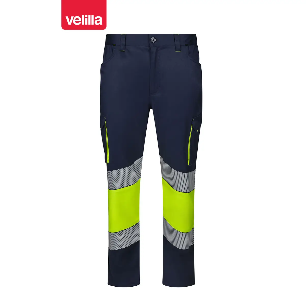Pantalón bicolor segmentado Velilla 303008S 4 Pantalón bicolor segmentado Velilla 303008S Azul navy/Amarillo flúor, vista frontal