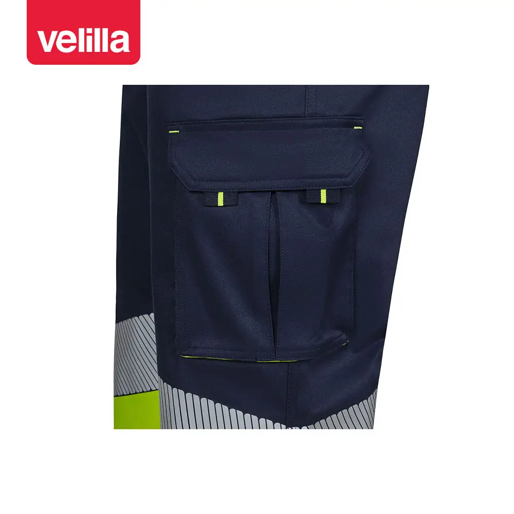 Pantalón bicolor segmentado Velilla 303008S 13 Pantalón bicolor segmentado Velilla 303008S Azul navy/Amarillo flúor, detalle de bolsillo lateral