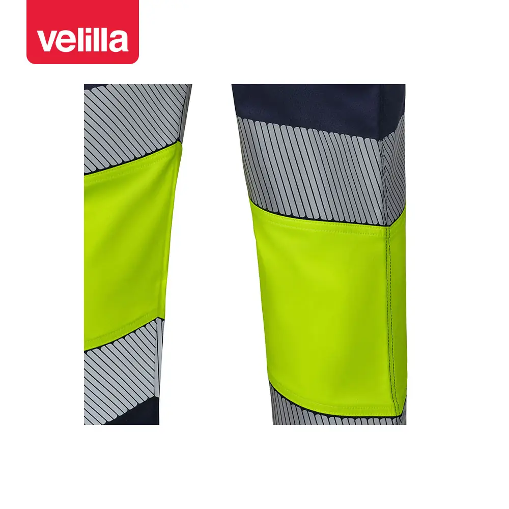 Pantalón bicolor segmentado Velilla 303008S 14 Pantalón bicolor segmentado Velilla 303008S Azul navy/Amarillo flúor, detalle de cintas reflectantes segmentadas