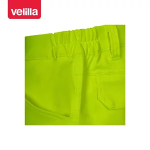 Pantalón cinta segmentada Velilla 303009S Amarillo flúor, detalle de cintura elástica y bolsillo trasero