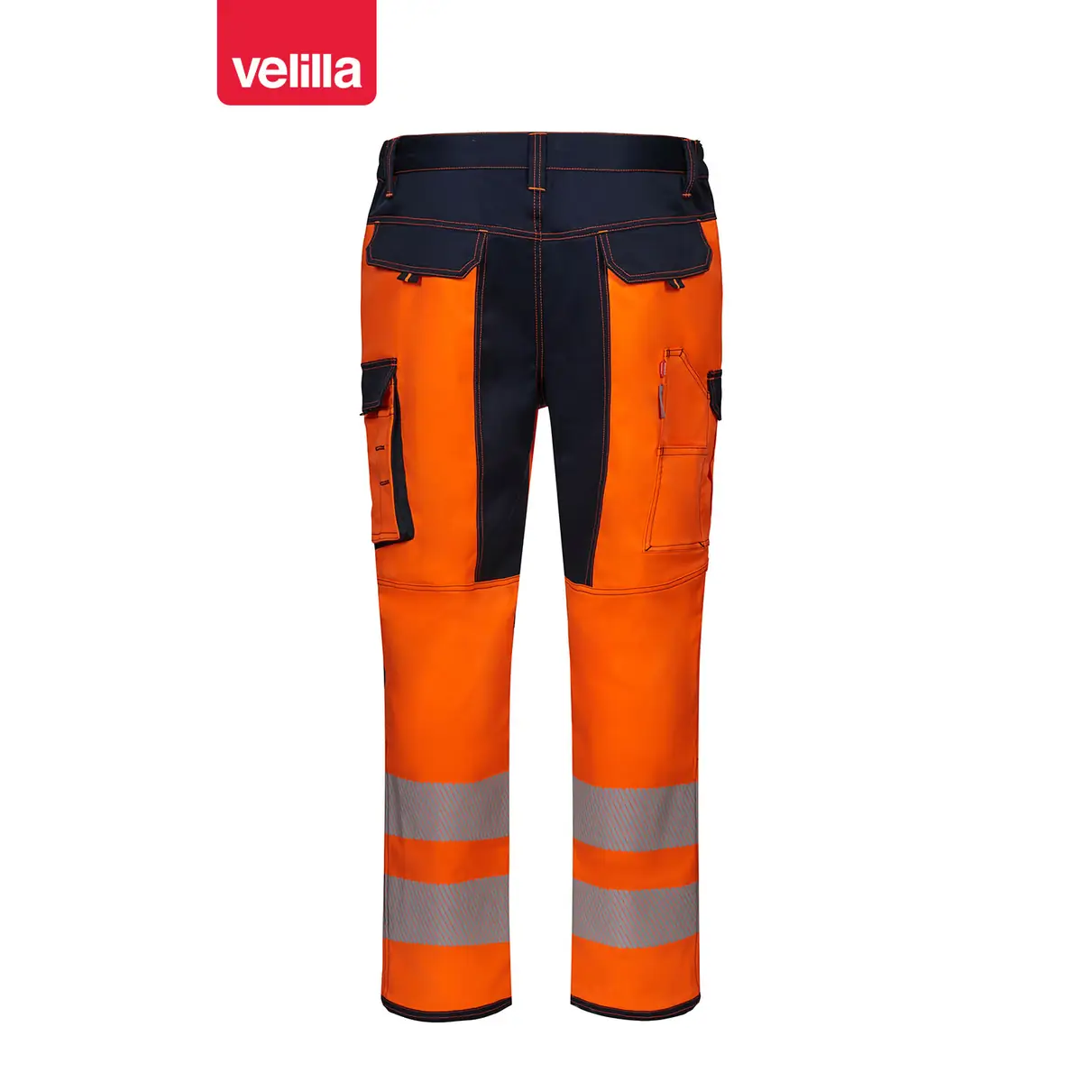 Pantalón stretch con rodilleras Velilla 303010S 6 Pantalón stretch con rodilleras Velilla 303010S Azul navy/Naranja flúor, vista trasera