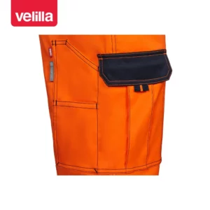 Pantalón stretch con rodilleras Velilla 303010S Azul navy/Naranja flúor, detalle de bolsillo lateral