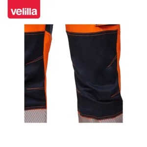 Pantalón stretch con rodilleras Velilla 303010S Azul navy/Naranja flúor, detalle de compartimento de rodilla