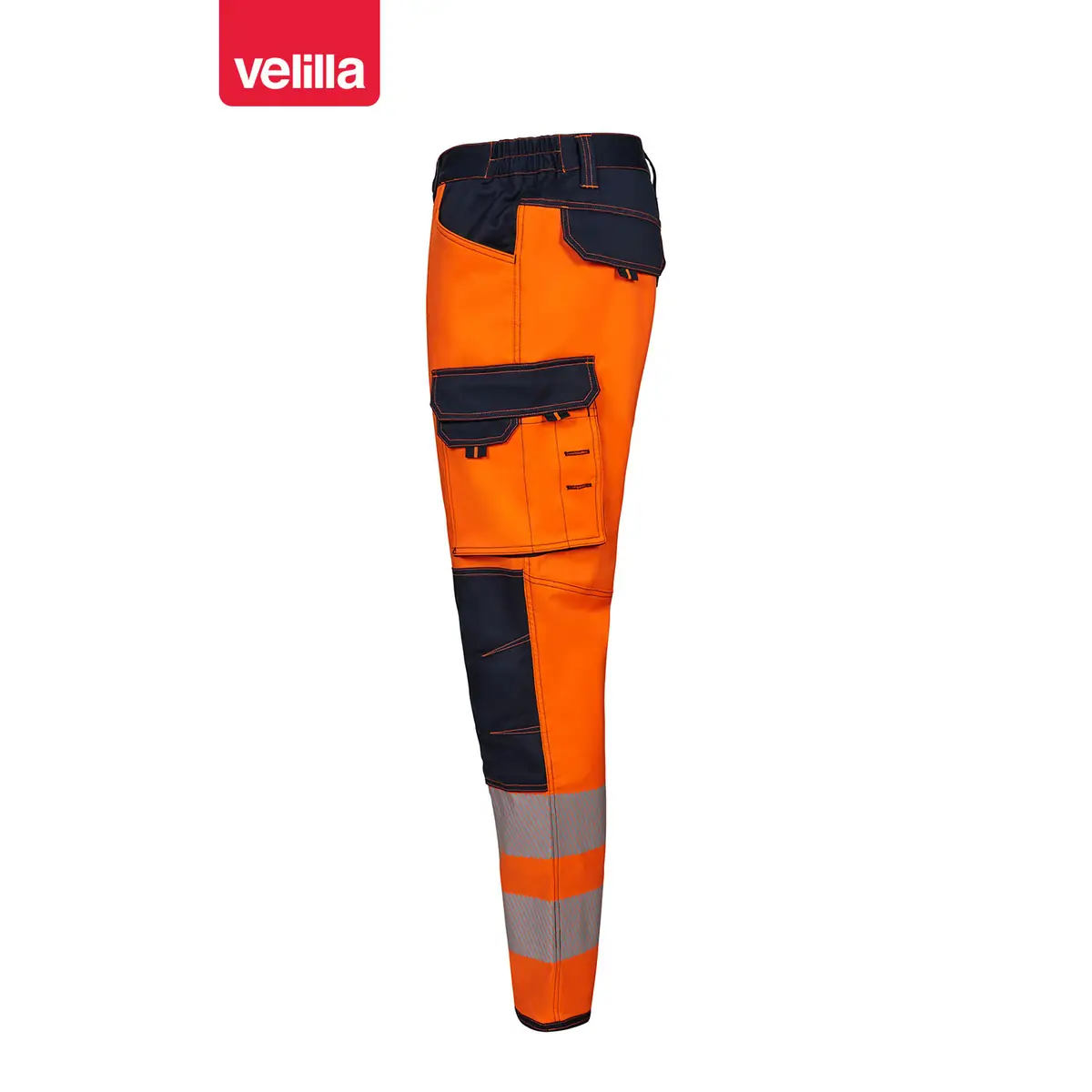 Pantalón stretch con rodilleras Velilla 303010S 5 Pantalón stretch con rodilleras Velilla 303010S Azul navy/Naranja flúor, vista lateral