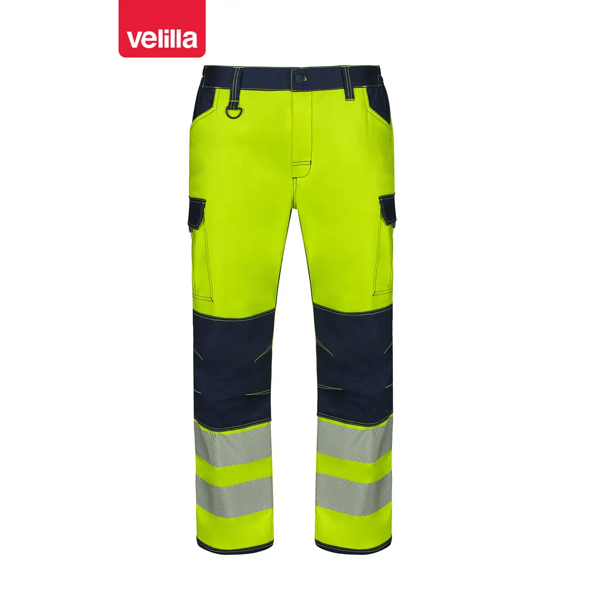Pantalón stretch con rodilleras Velilla 303010S 1 Pantalón stretch con rodilleras Velilla 303010S Azul navy/Amarillo flúor, vista frontal
