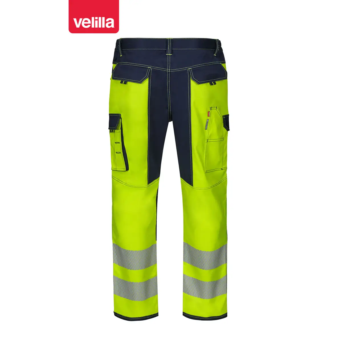 Pantalón stretch con rodilleras Velilla 303010S 3 Pantalón stretch con rodilleras Velilla 303010S Azul navy/Amarillo flúor, vista trasera