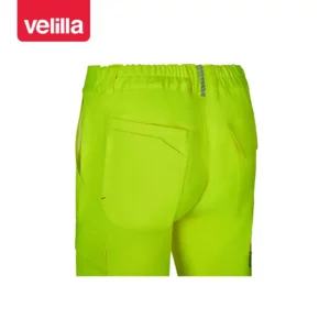 Pantalón stretch reciclado Velilla 303031S amarillo flúor, detalle de bolsillo trasero y cintura