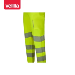 Pantalón stretch reciclado Velilla 303031S amarillo flúor, detalle de cintas reflectantes