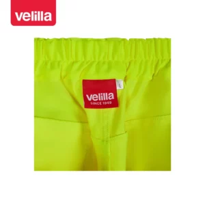 Pantalón stretch reciclado Velilla 303031S amarillo flúor, detalle de interior de cintura y etiqueta