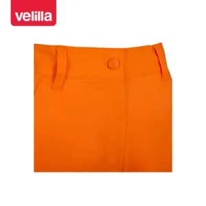 Pantalón stretch reciclado mujer Velilla 303031SW naranja flúor, detalle de cierre y cintura