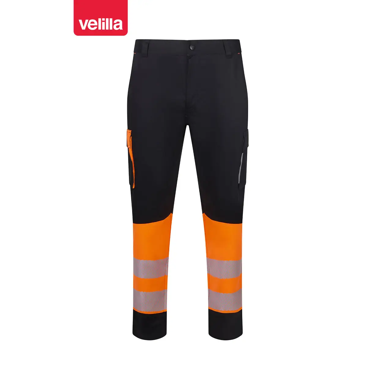 Pantalón reciclado bicolor Velilla 303032S 40 Pantalón reciclado bicolor Velilla 303032S Negro/Naranja flúor, vista frontal
