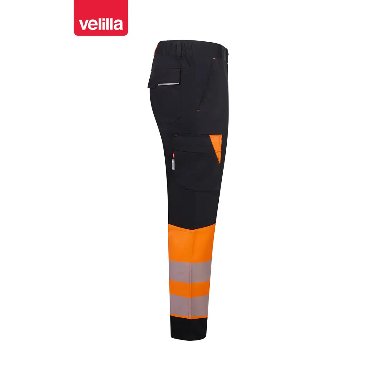 Pantalón reciclado bicolor Velilla 303032S 42 Pantalón reciclado bicolor Velilla 303032S Negro/Naranja flúor, vista lateral opuesta