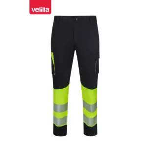Pantalón reciclado bicolor Velilla 303032S Negro/Amarillo flúor, vista frontal