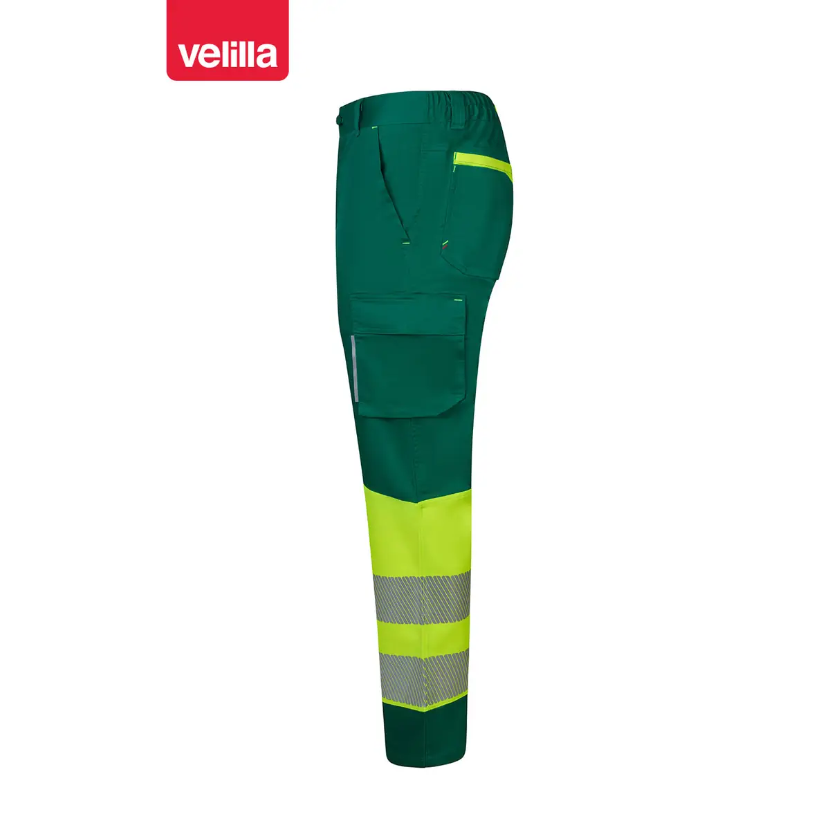 Pantalón reciclado bicolor Velilla 303032S 17 Pantalón reciclado bicolor Velilla 303032S Verde/Amarillo flúor, vista lateral
