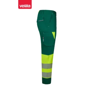 Pantalón reciclado bicolor Velilla 303032S Verde/Amarillo flúor, vista lateral opuesta