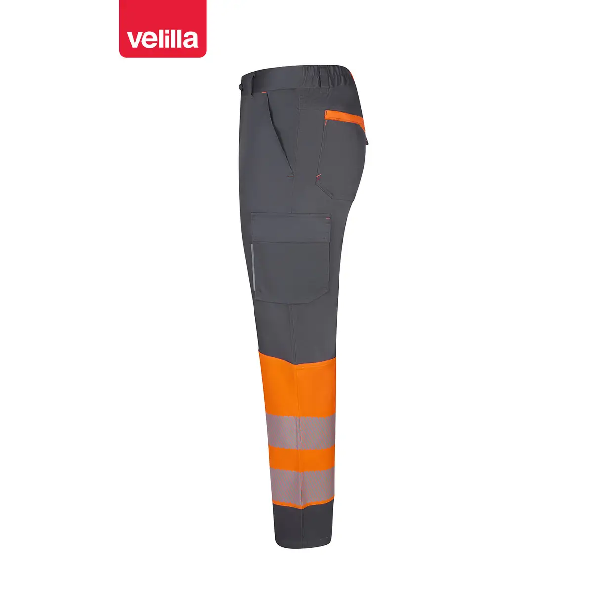 Pantalón reciclado bicolor Velilla 303032S 37 Pantalón reciclado bicolor Velilla 303032S Gris/Naranja flúor, vista lateral