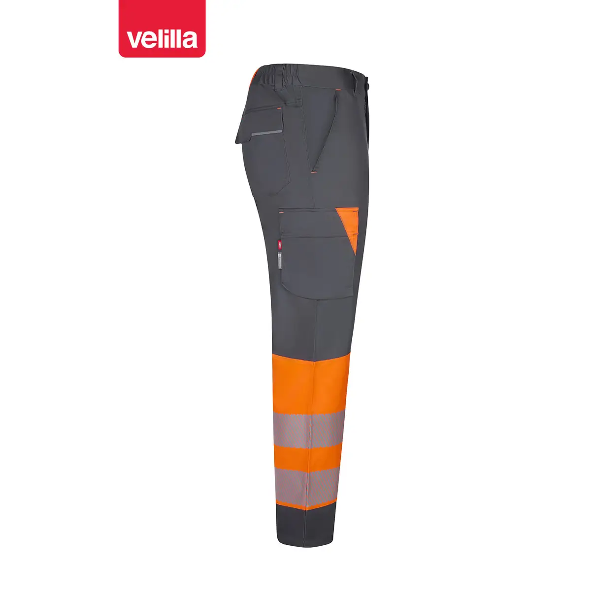 Pantalón reciclado bicolor Velilla 303032S 38 Pantalón reciclado bicolor Velilla 303032S Gris/Naranja flúor, vista lateral opuesta