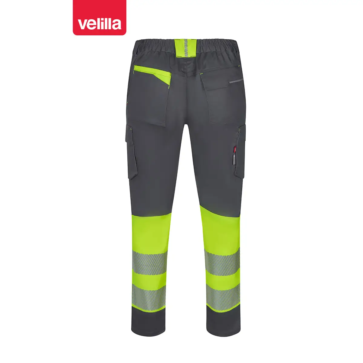 Pantalón reciclado bicolor Velilla 303032S 4 Pantalón reciclado bicolor Velilla 303032S Gris/Amarillo flúor, vista trasera